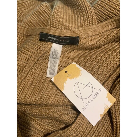 BCBG Max Azria Light Brown Rib Knit Fringe Trim Poncho  Size OS - Picture 7 of 7